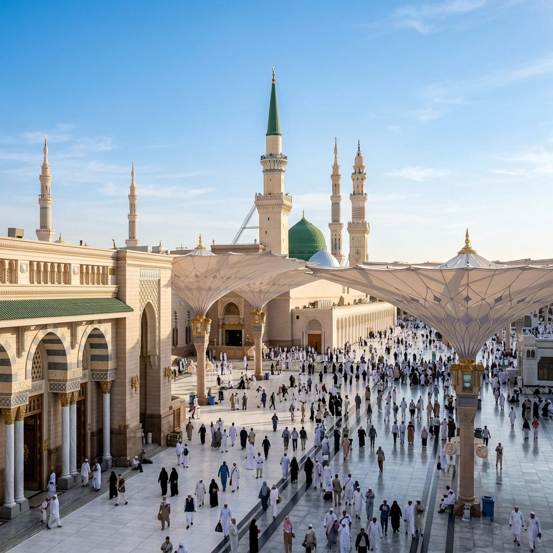 Medine Mescidi Nebevi Ziyareti ve Dev Şemsiyeler